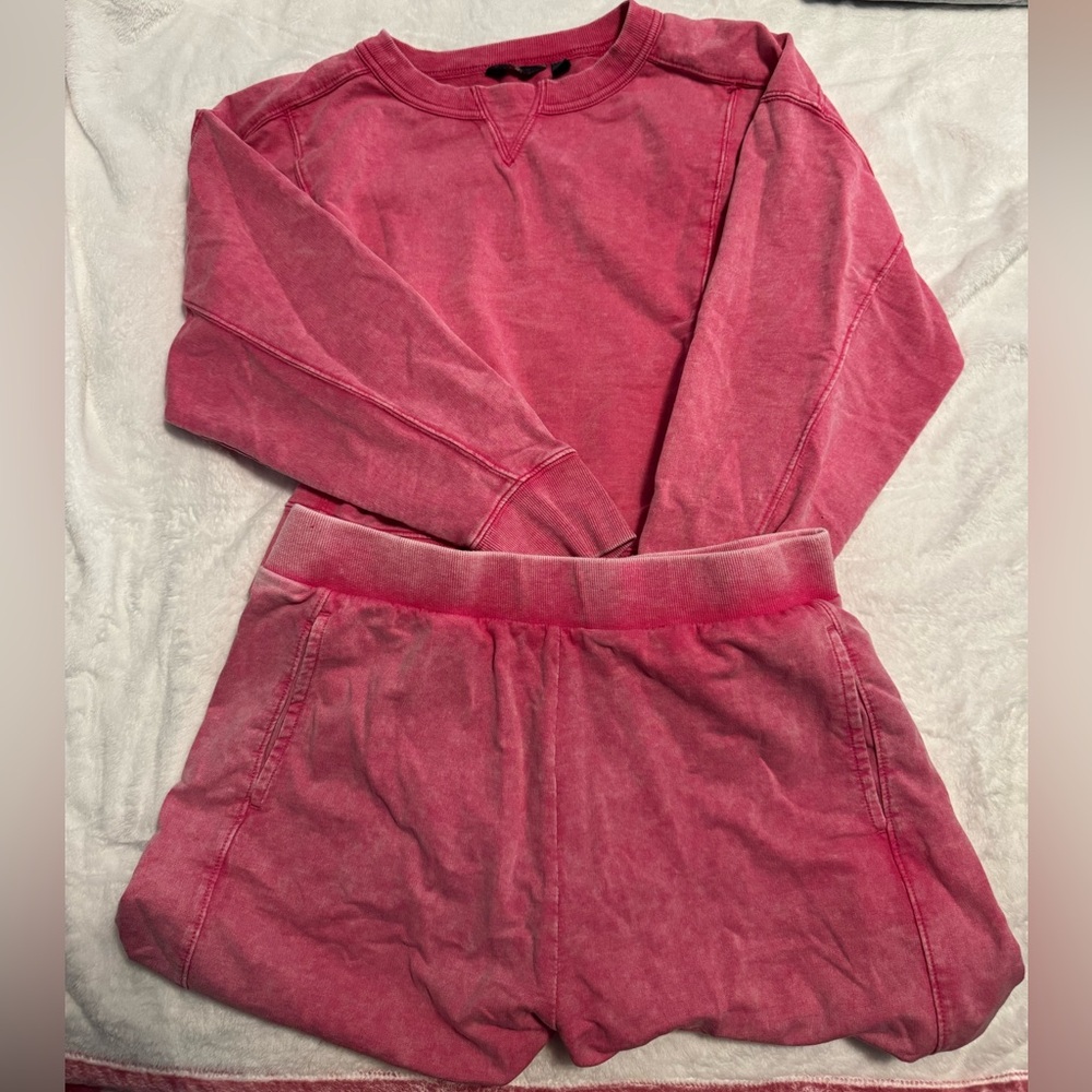 Danskin Raspberry Sweatshirt and Shorts Set